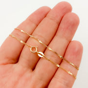 14k Solid Gold Curb & Diamond Cut Marina Link Chain
